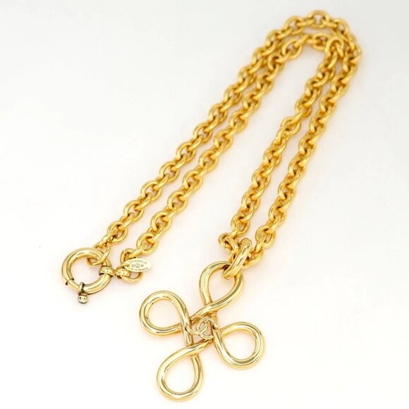 CHANEL CC Logo Large Cross Necklace 26&#034; Gold Tone 93P 3106 Auth #28338 - Picture 4 of 8